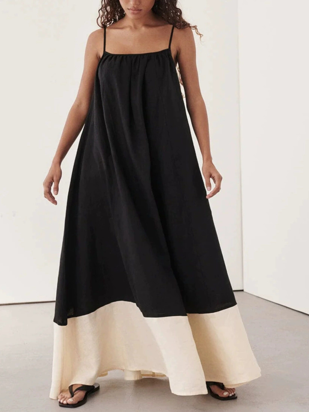 Zara Summer Casual Vacation Maxi Color Block Strappy Dress